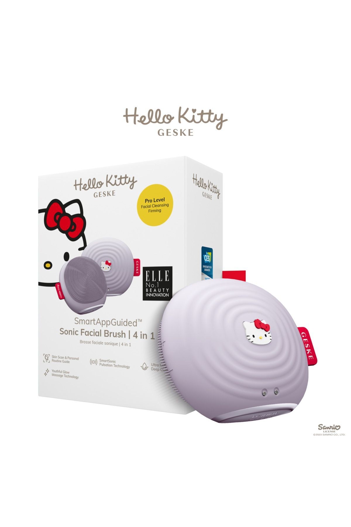 Hello Kitty Titreşimli Yüz Temizleme Ve Isılı Masaj Cihazı| Sonic Thermo Facial Brush - Hello Kitty Mor