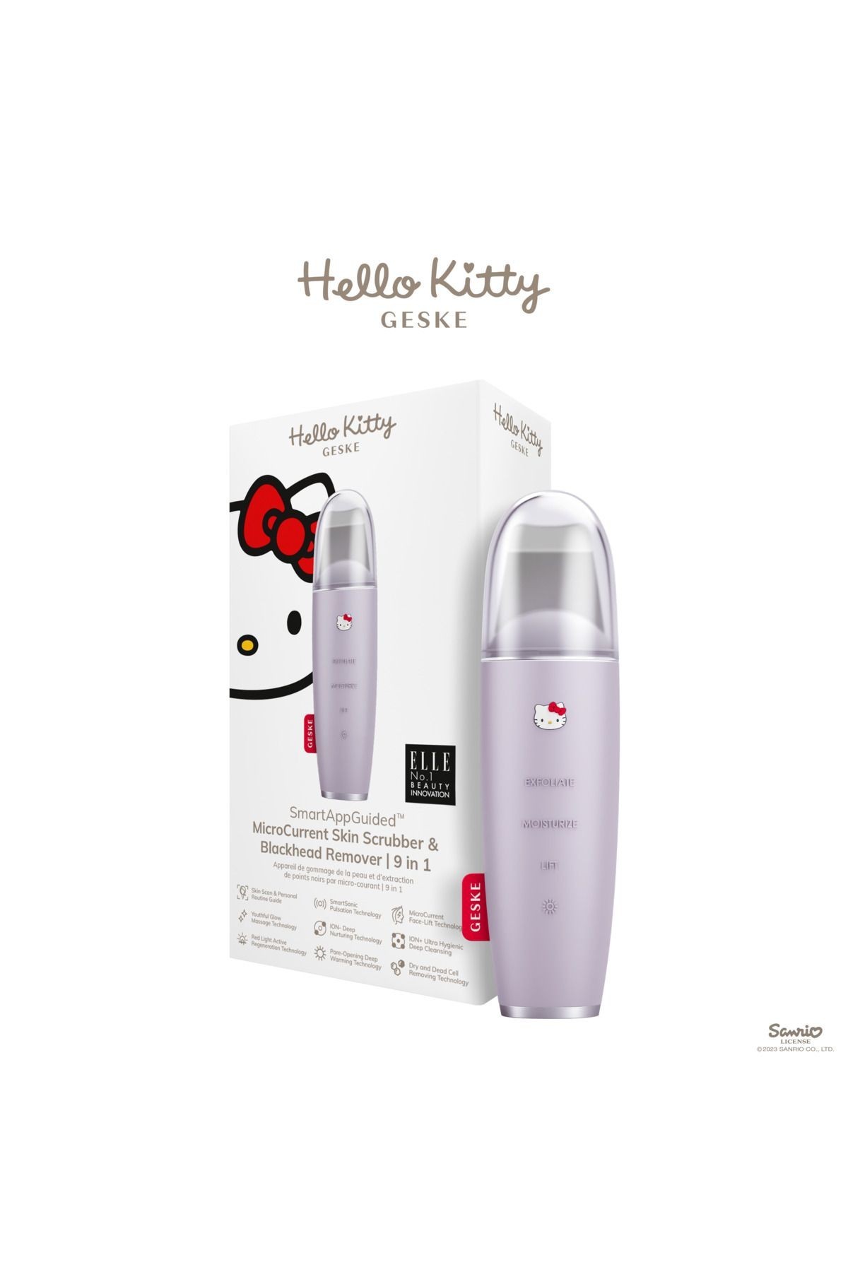 Hello Kitty Mikro Akım Siyah Nokta Temizleme Cihazı | MicroCurrent Skin Scrubber Blackhead Remover - Hello Kitty Mor