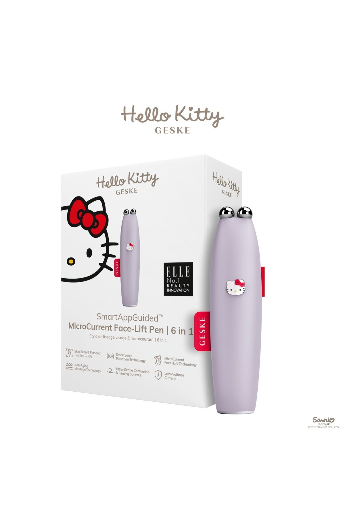 Hello Kitty Titreşimli Mikro Akım Yüz Sıkılaştırıcı Akıllı Kalem | Microcurrent Face-lift Pen - Hello Kitty Mor