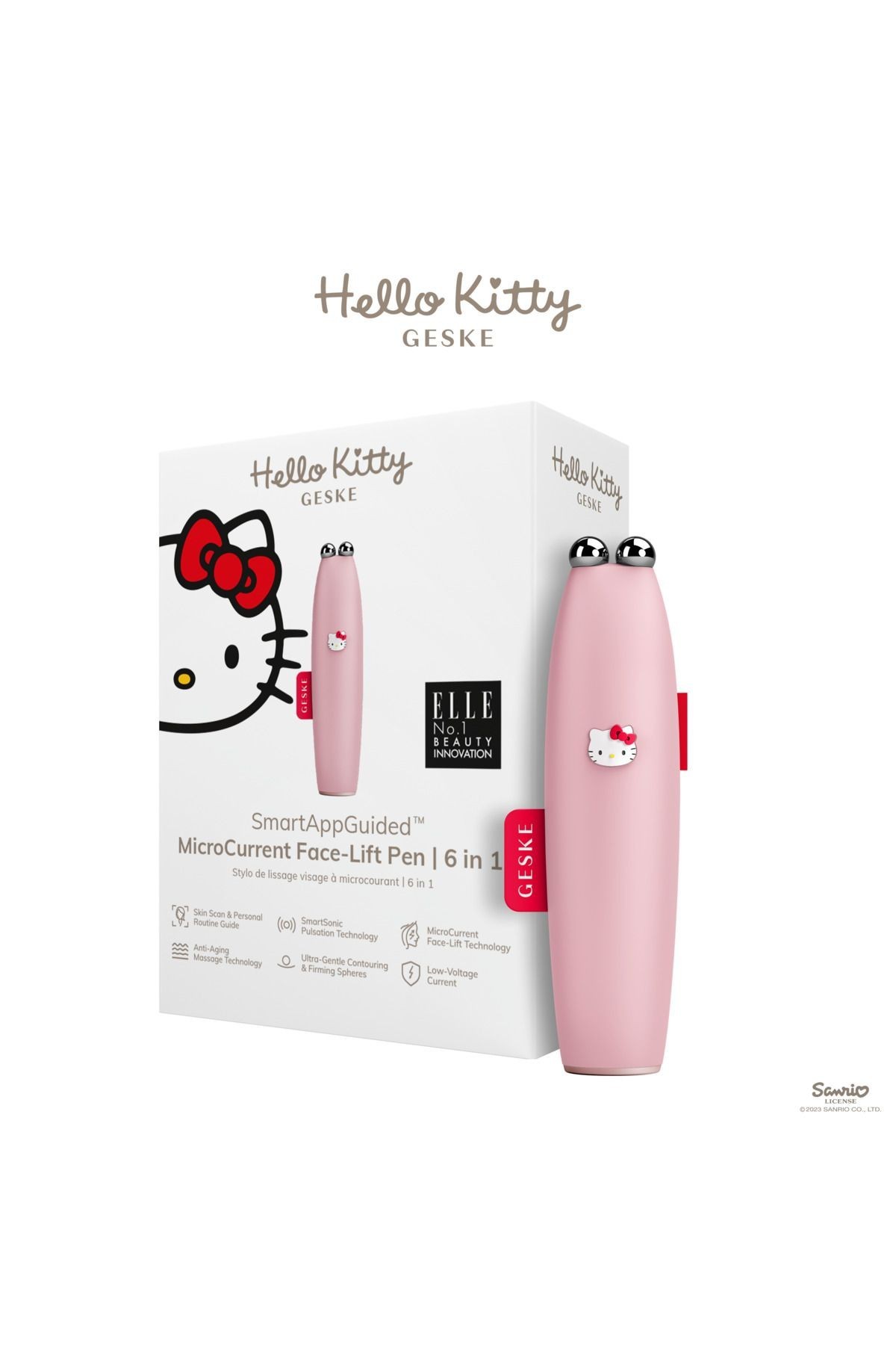 Hello Kitty Titreşimli Mikro Akım Yüz Sıkılaştırıcı Akıllı Kalem | Microcurrent Face-lift Pen - Hello Kitty Pembe