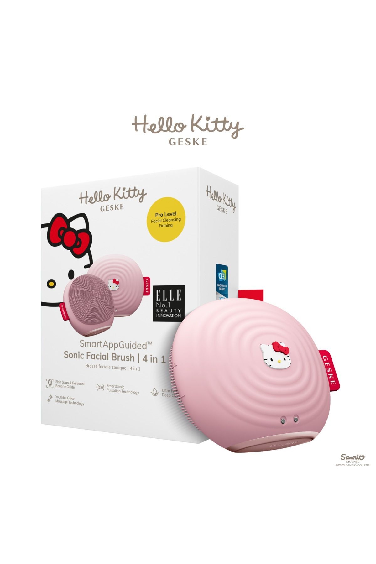 Hello Kitty Titreşimli Yüz Temizleme Ve Isılı Masaj Cihazı| Sonic Thermo Facial Brush - Hello Kitty Pembe