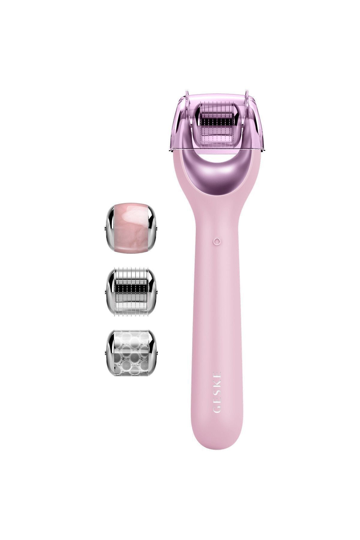 Mikro İğneli, Buz Başlığı, Pembe Kuvars Başlıklı Dermaroller Cihaz | MicroNeedle Face Roller - Pembe