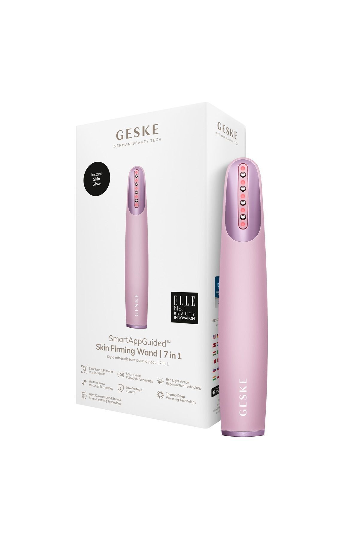 Titreşimli Kırmızı Led Terapili Sıkılaştırıcı Yüz Bakım Cihazı | Skin Firming Wand - Pembe