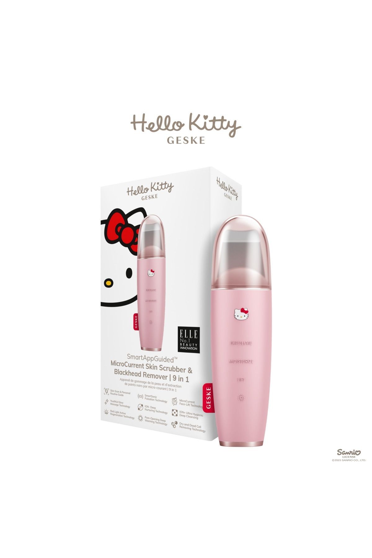 Hello Kitty Mikro Akım Siyah Nokta Temizleme Cihazı | MicroCurrent Skin Scrubber Blackhead Remover - Hello Kitty Pembe