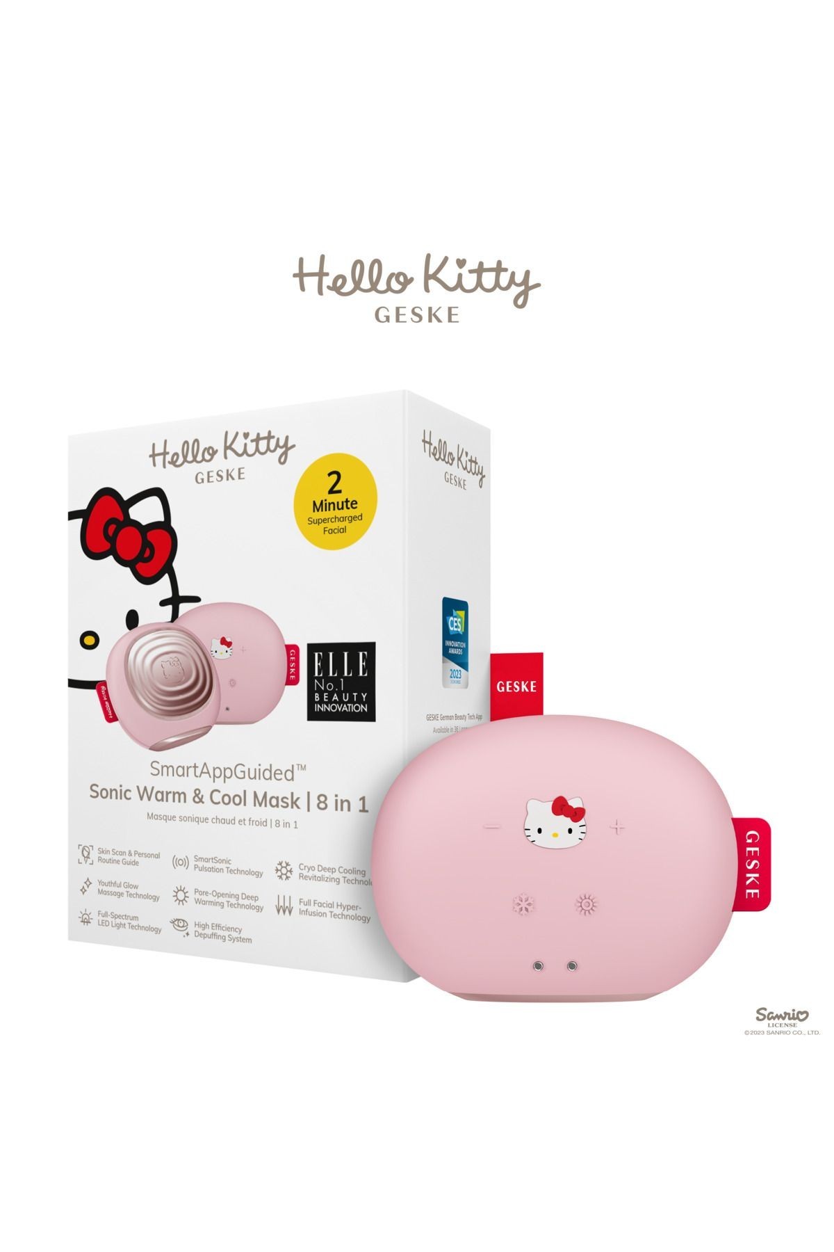 Hello Kitty Soğutma ve Isıtmalı, Led Terapili Yüz Maskesi Bakım Cihazı | Sonic Warm & Cool Mask - Hello Kitty Pembe