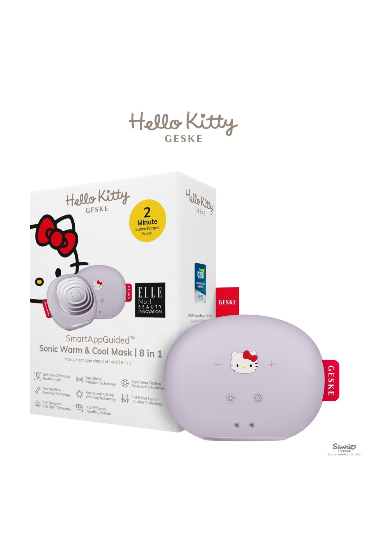 Hello Kitty Soğutma ve Isıtmalı, Led Terapili Yüz Maskesi Bakım Cihazı | Sonic Warm & Cool Mask - Hello Kitty Mor