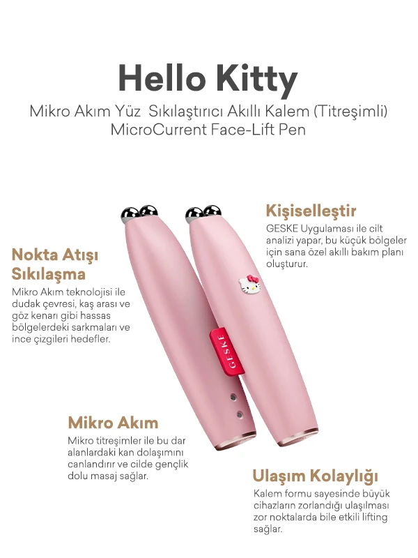 Hello Kitty Mikro Akım Yüz  Sıkılaştırıcı Akıllı Kalem (Titreşimli)| MicroCurrent Face-Lift Pen