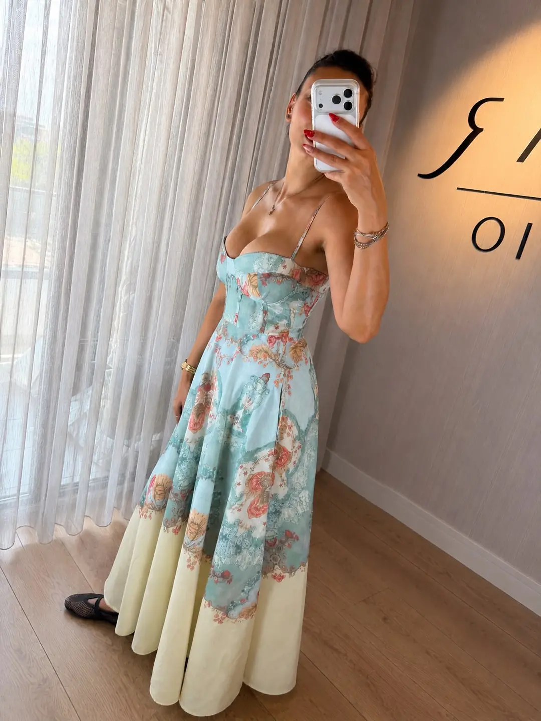 Desenli Göğüs Kuplu Elbise - Mint · 3