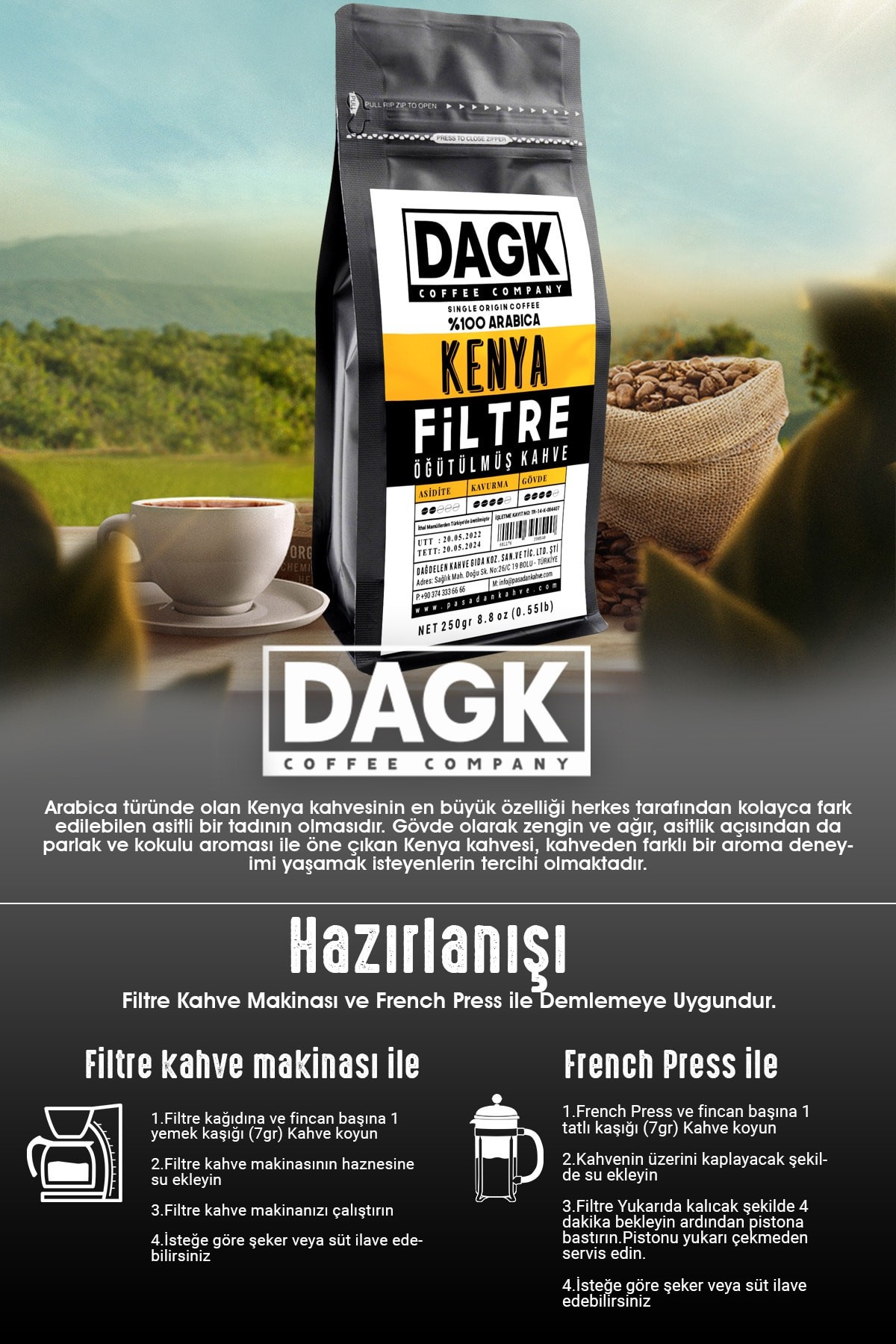 Filtre Kahve Kenya 250gr Öğütülmüş