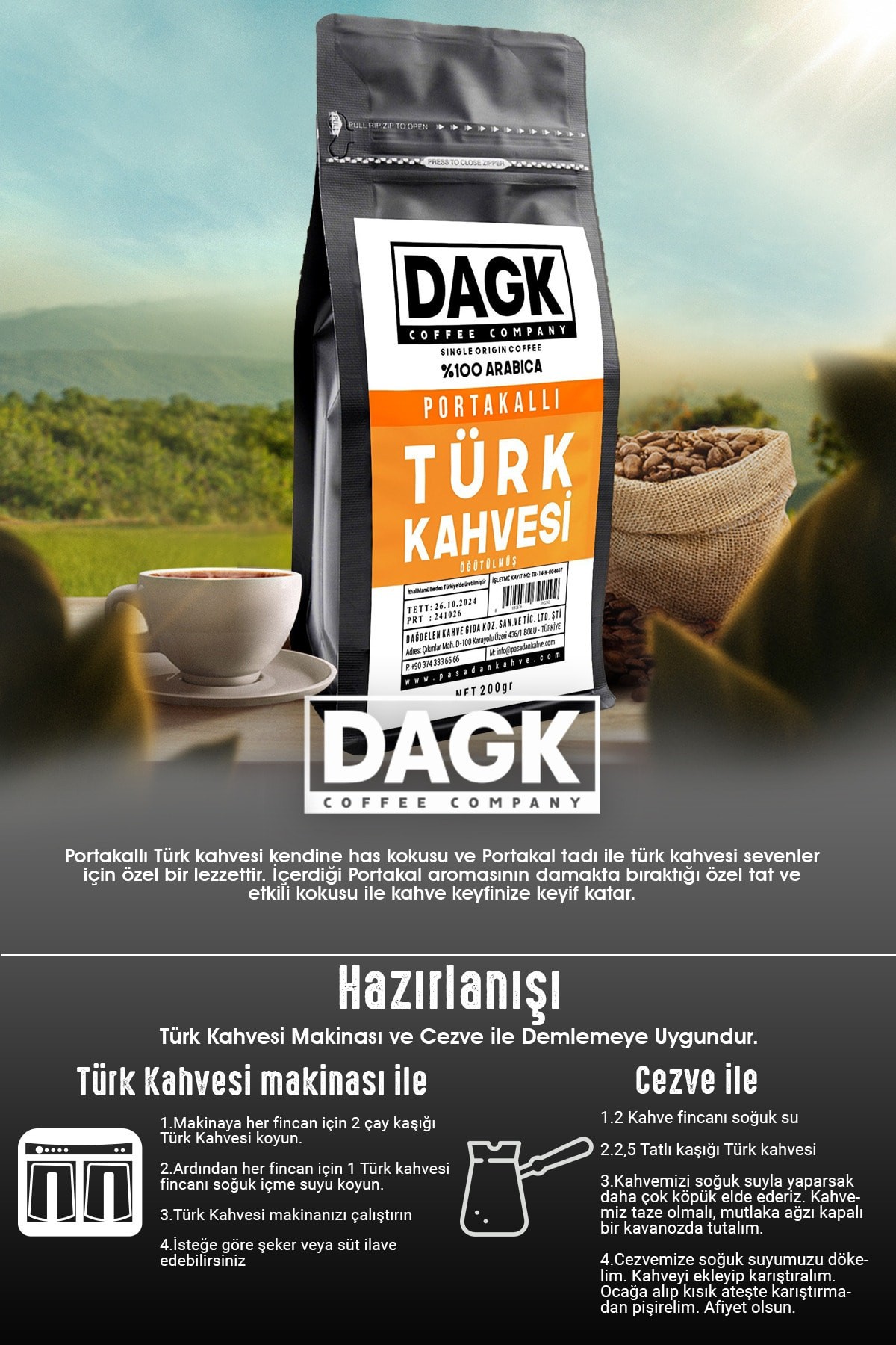 Portakallı Türk Kahvesi 200g Öğütülmüş (aromalı)