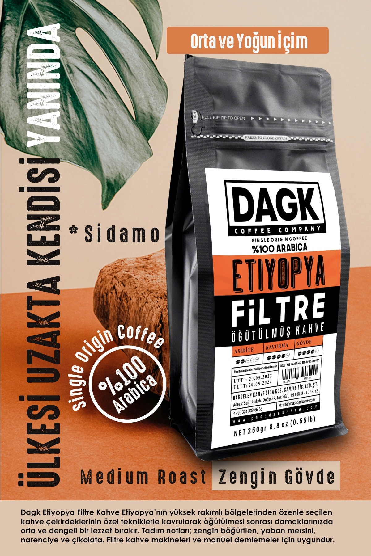 Filtre Kahve Etiyopya 250gr Öğütülmüş