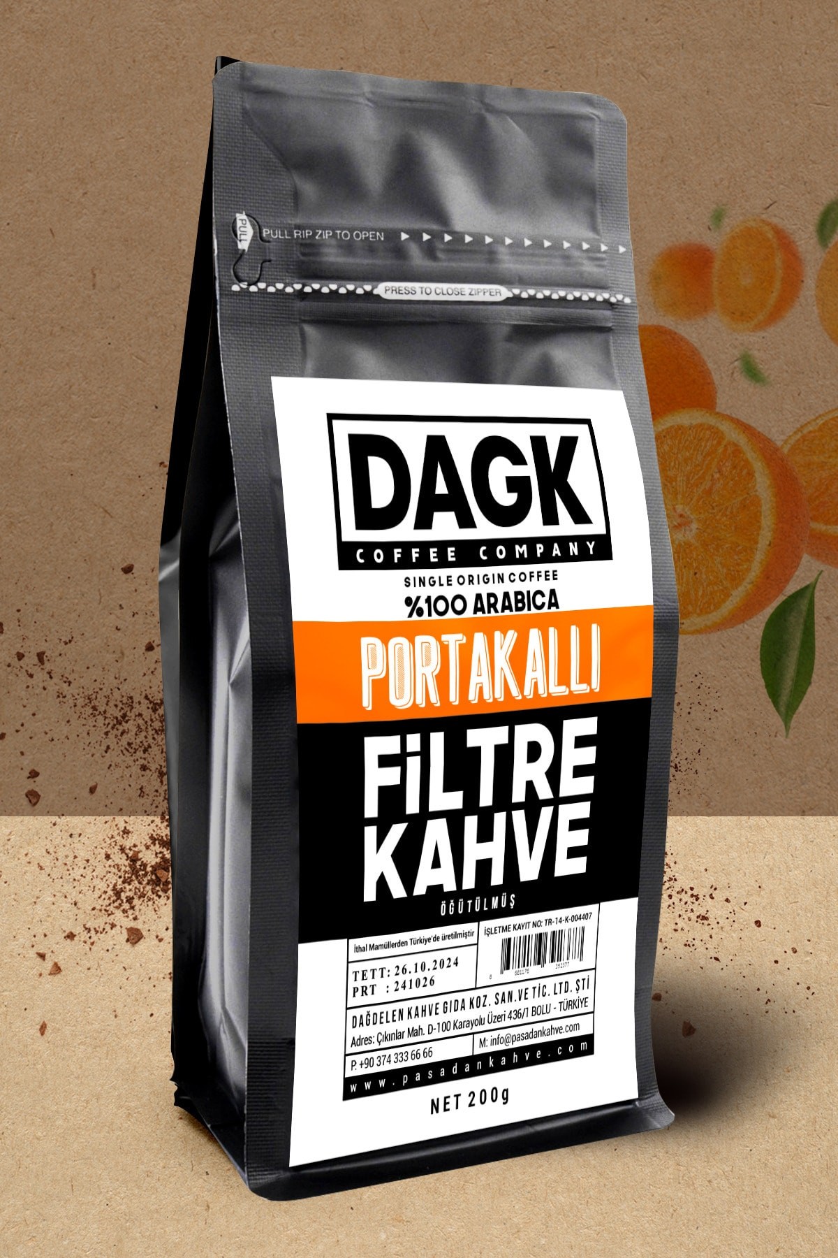 Portakallı Filtre Kahve Öğütülmüş 200g (aromalı)