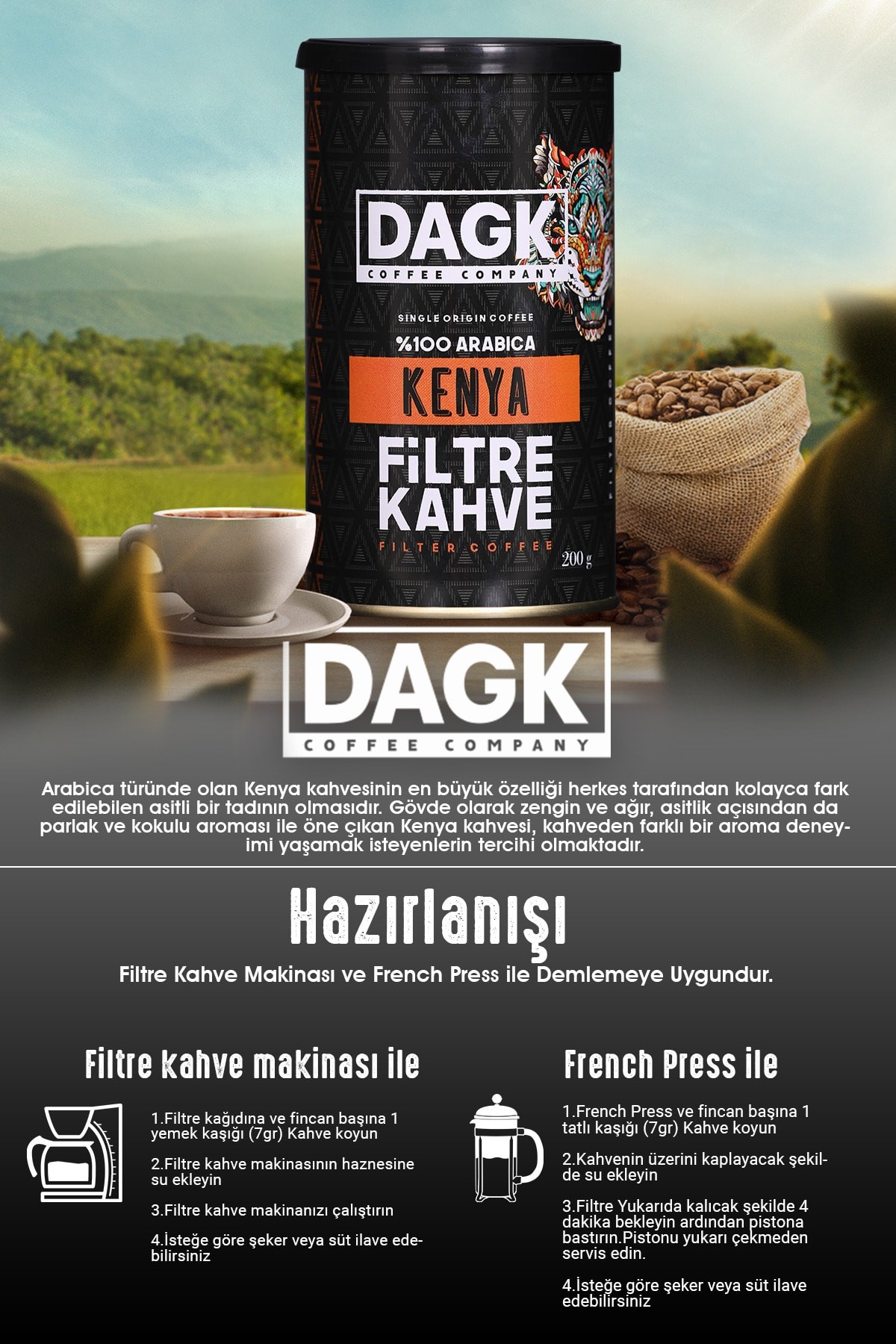 Kenya Filtre Kahve 200g Tnk (ÖĞÜTÜLMÜŞ)