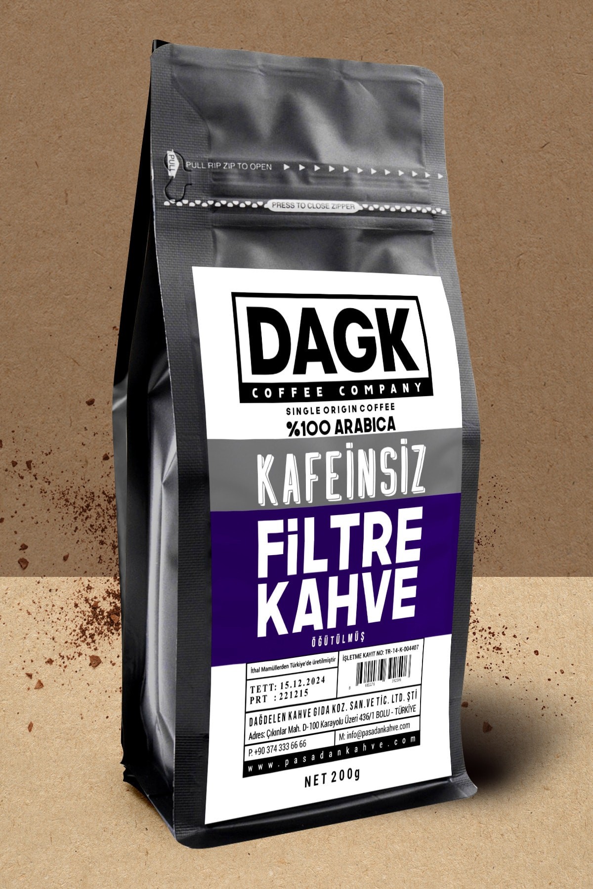 Kafeinsiz Filtre Kahve Öğütülmüş 200g