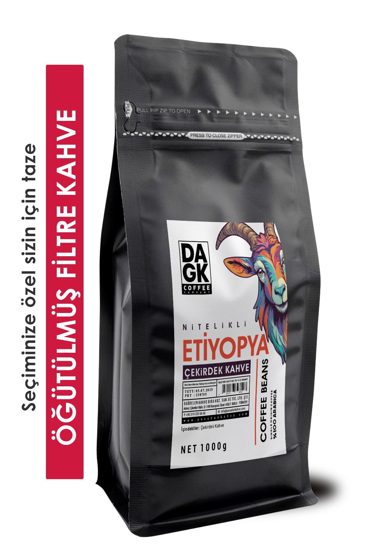 Etiyopya Çekirdek Kahve 1000g (%100 Arabica)