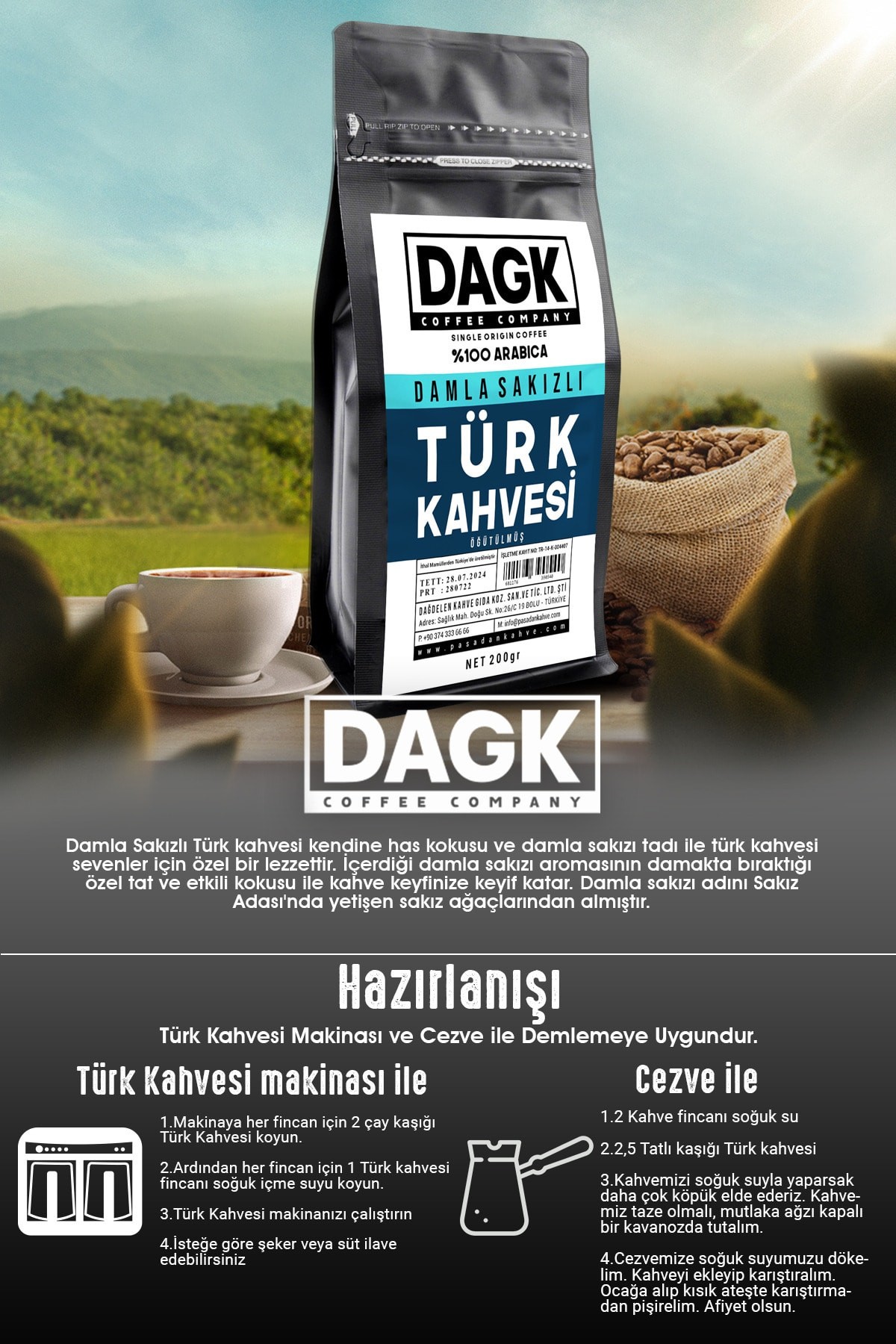 Damla Sakızlı Türk Kahvesi 200gr