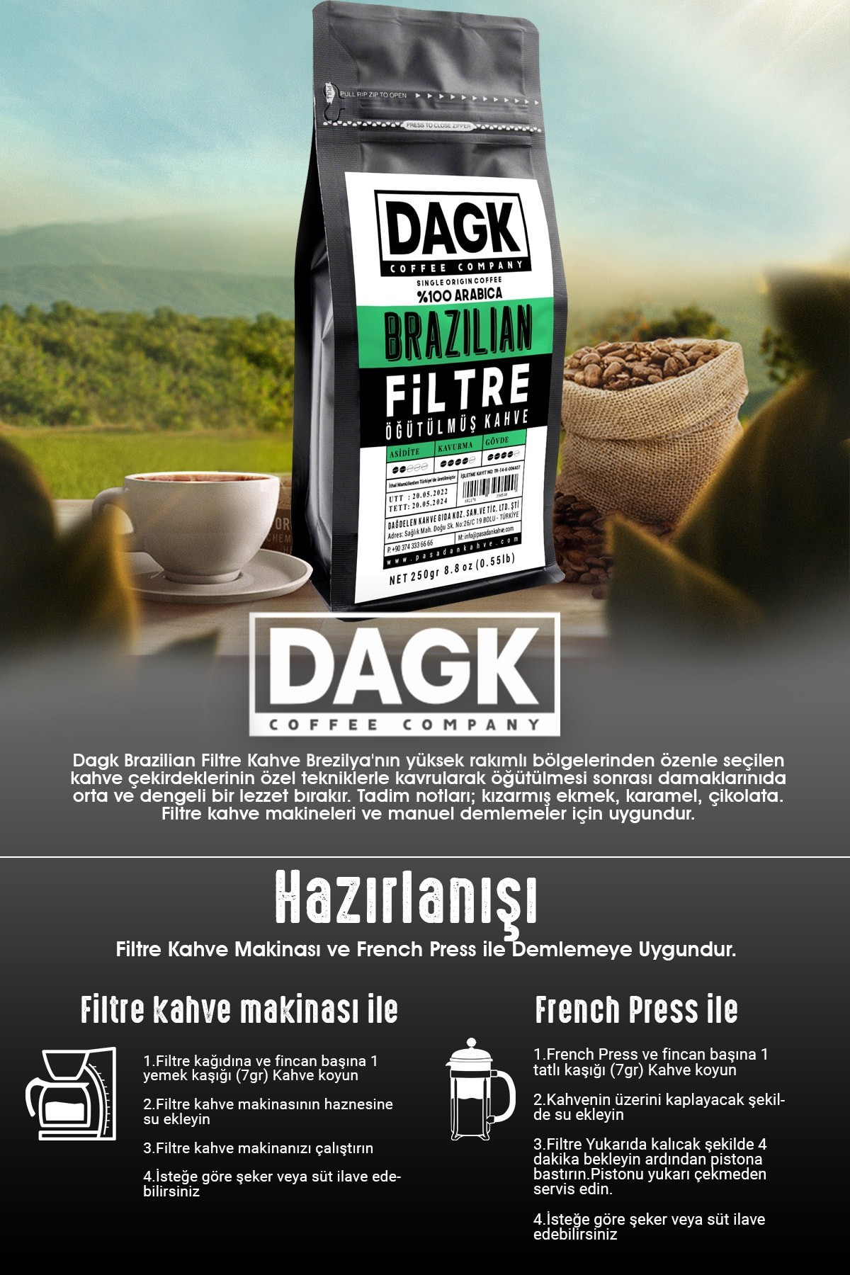 Filtre Kahve Brazilian 250gr Öğütülmüş