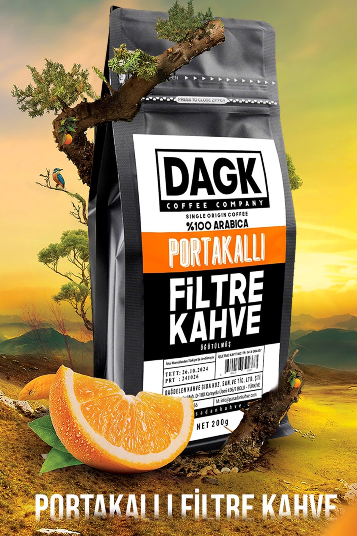 Portakallı Filtre Kahve Öğütülmüş 200g (aromalı)