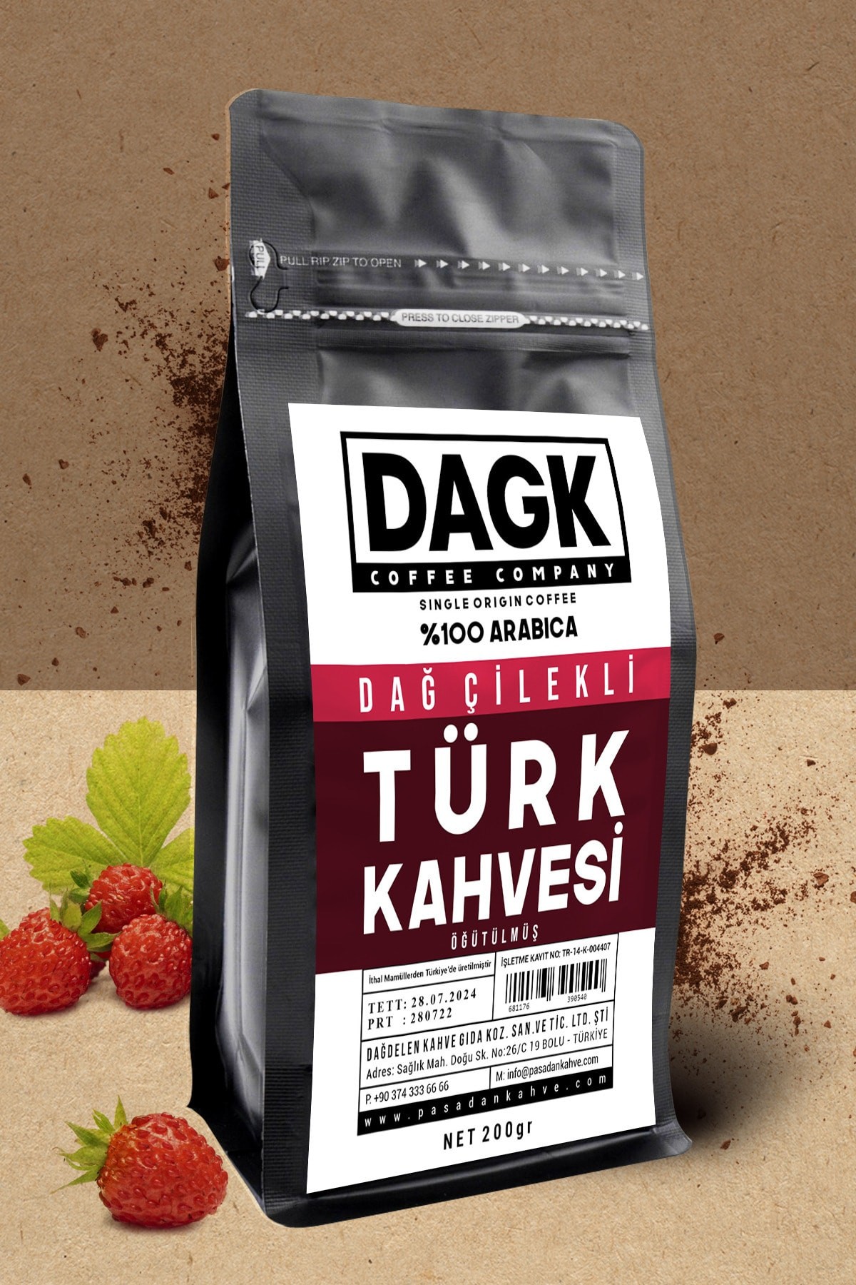 Dağ Çilekli Türk Kahvesi 200 gr (AROMALI)