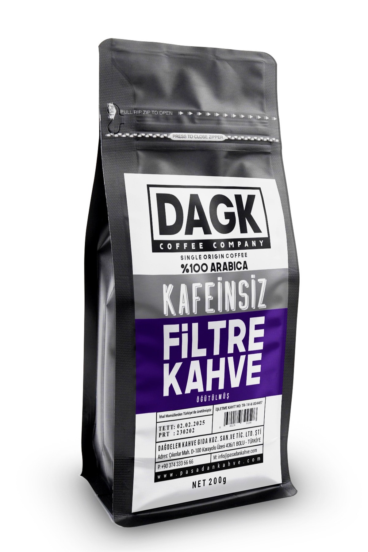 Kafeinsiz Filtre Kahve Öğütülmüş 200g