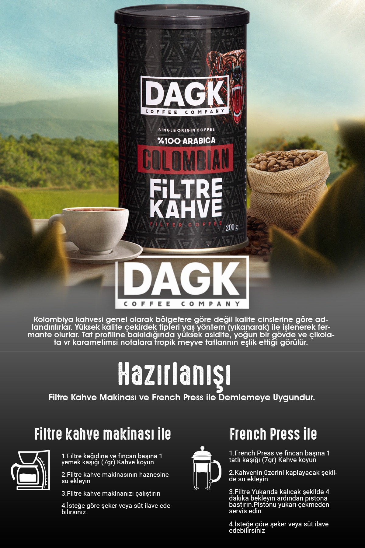 Colombian Filtre Kahve 200g Tnk