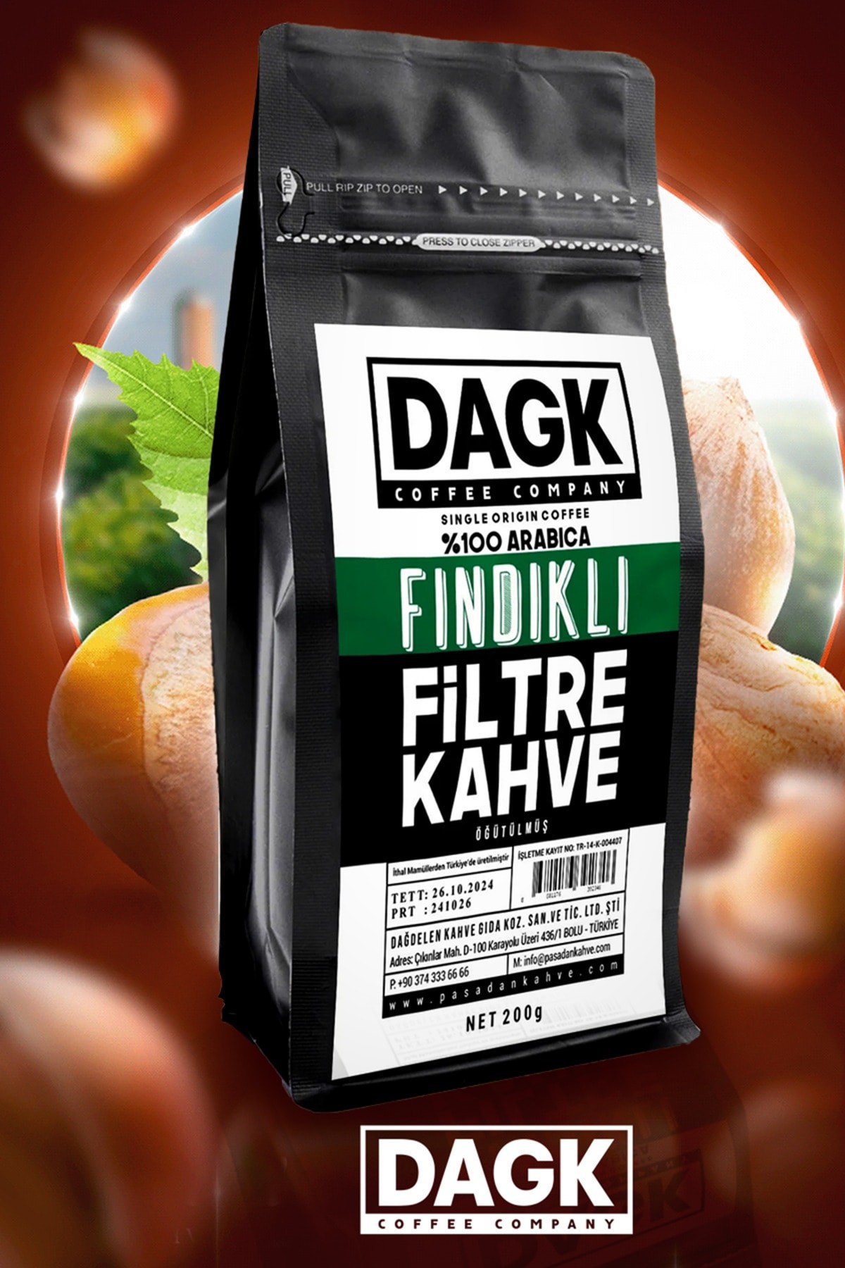 Fındıklı Filtre Kahve Öğütülmüş 200g (aromalı)