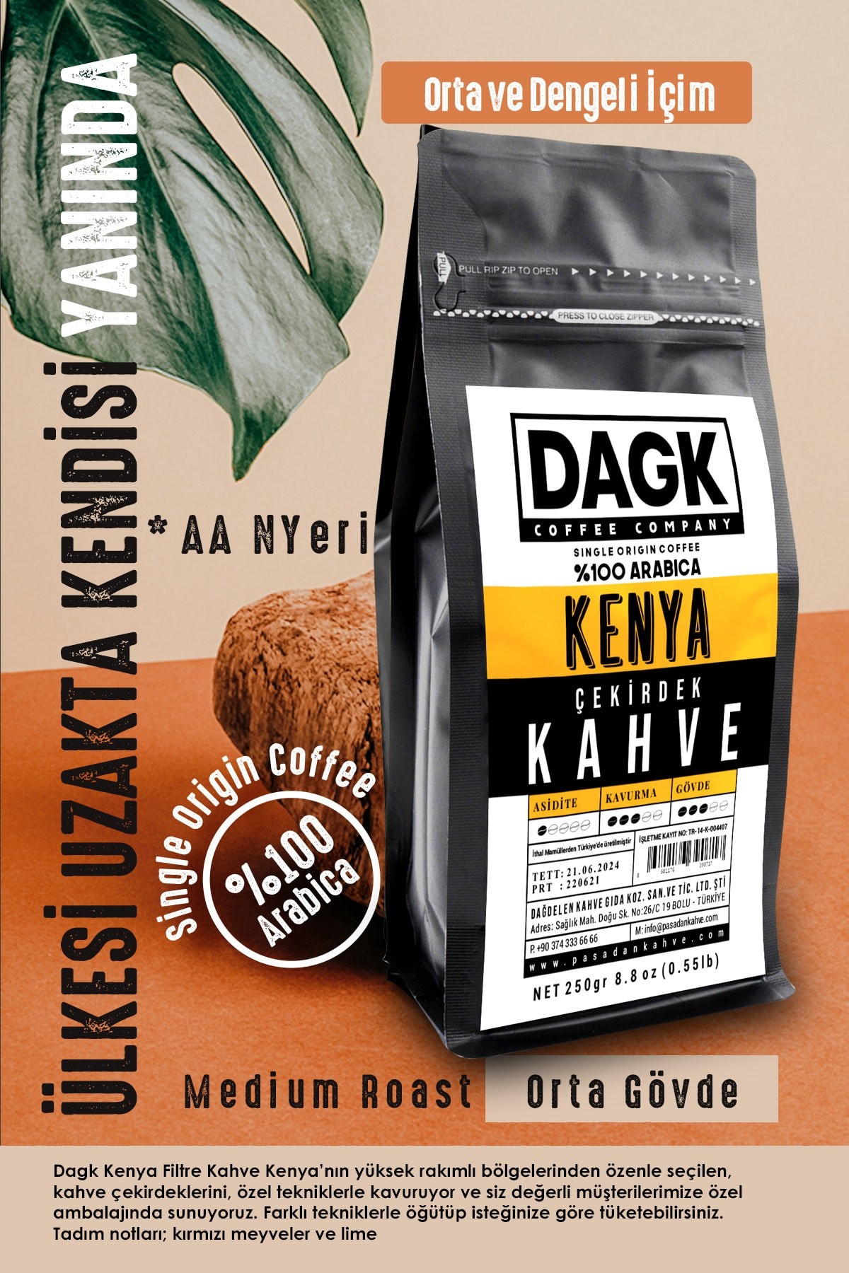 Kenya Çekirdek Kahve 250gr