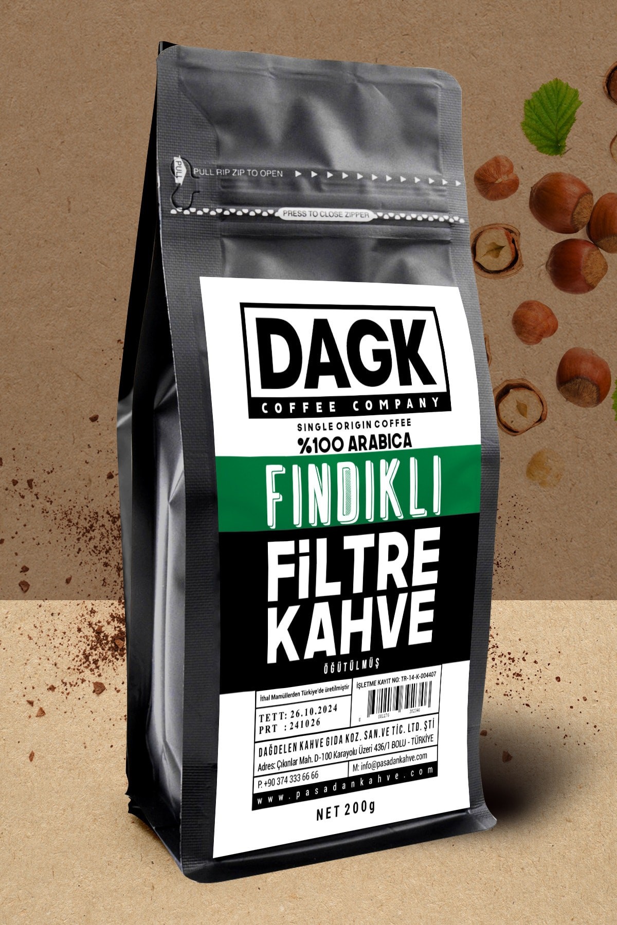 Fındıklı Filtre Kahve Öğütülmüş 200g (aromalı)