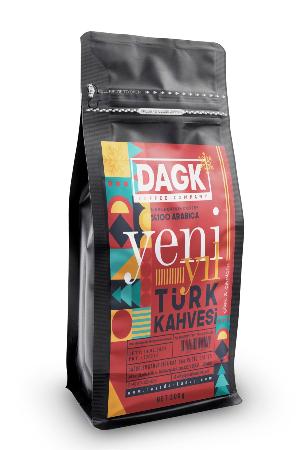 Türk Kahvesi Yeni Yıl Özel Çikolatalı Ve Çilek Aromalı 200gr
