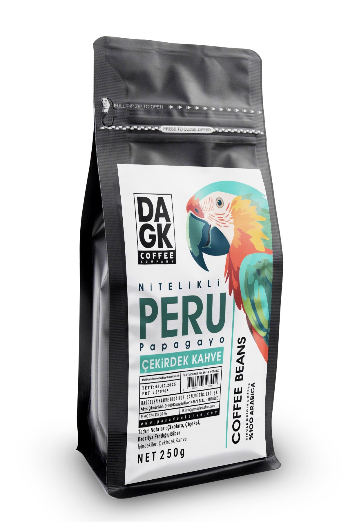 Peru Papagayo Çekirdek Kahve 250g (%100 ARABİCA)