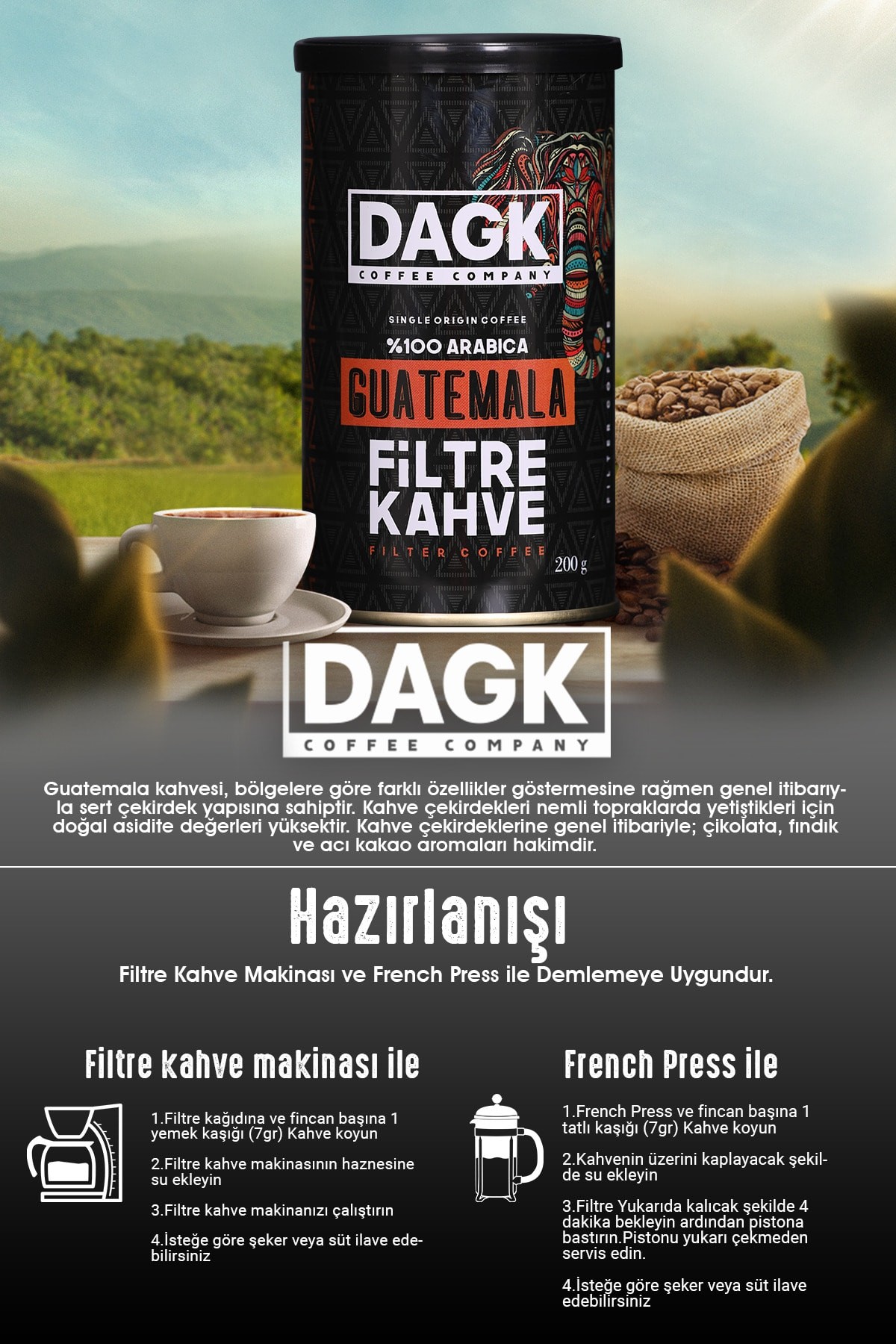 Guatemala Filtre Kahve 200g Tnk (ÖĞÜTÜLMÜŞ)