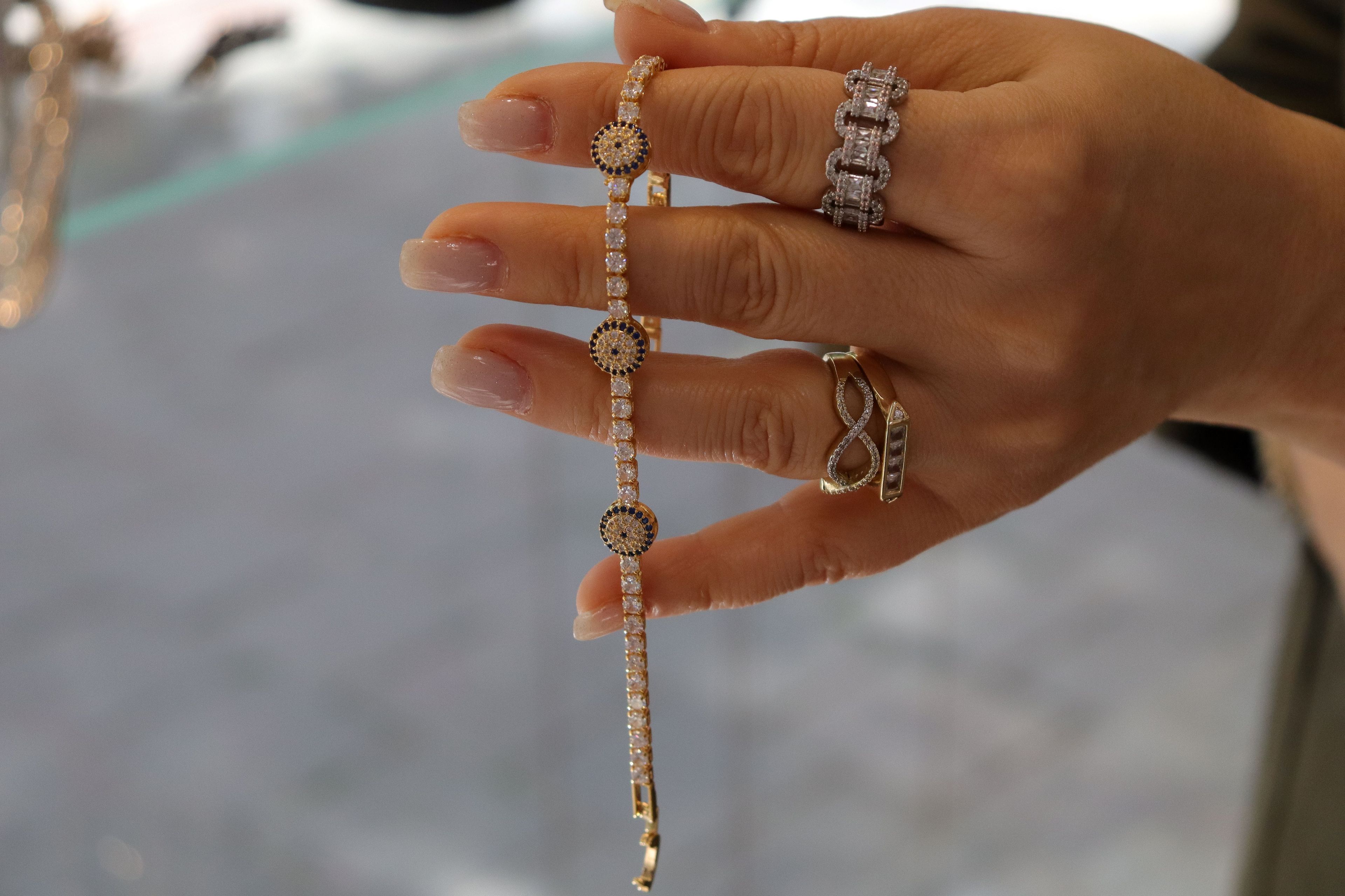 Gold Nazar Boncuklu Suyolu Bileklik
