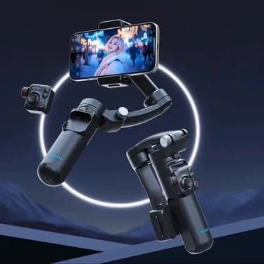 TOKQI M03 3 Eksenli Gimbal Stabilizer (AI Takip + Kablosuz Mikrofon + Işıklı)