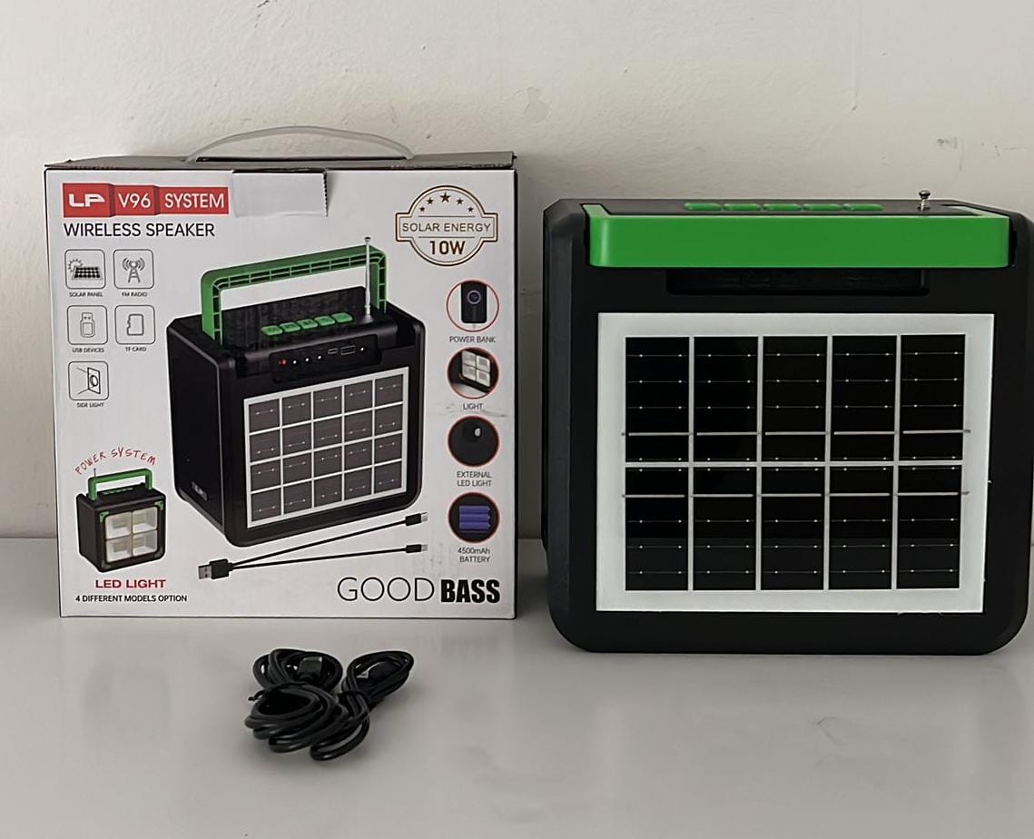 W96 Wireless Speaker Radyolu Fenerli Flaşörlü  Güneş enerjili Powerbankli  Ölçüleri 20-18-11