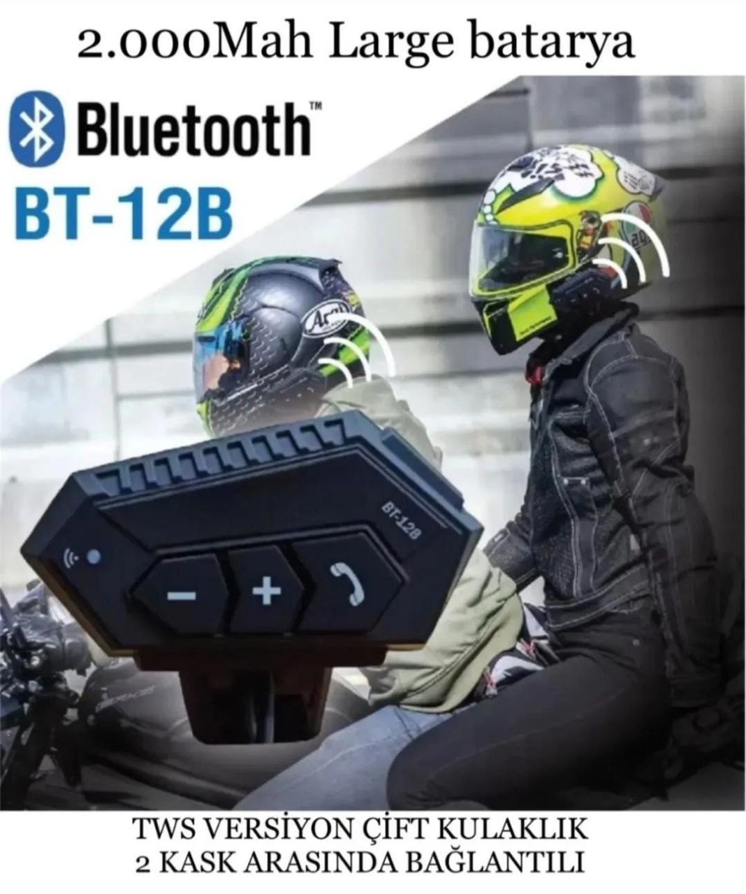 Bt12B İntercom Motorsiklet Bluetooth Kask Kulaklığı 5.0