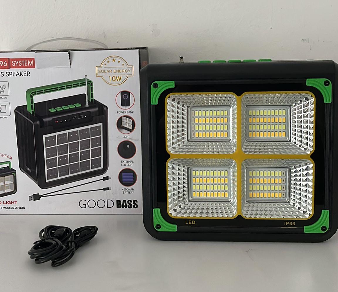 W96 Wireless Speaker Radyolu Fenerli Flaşörlü  Güneş enerjili Powerbankli  Ölçüleri 20-18-11