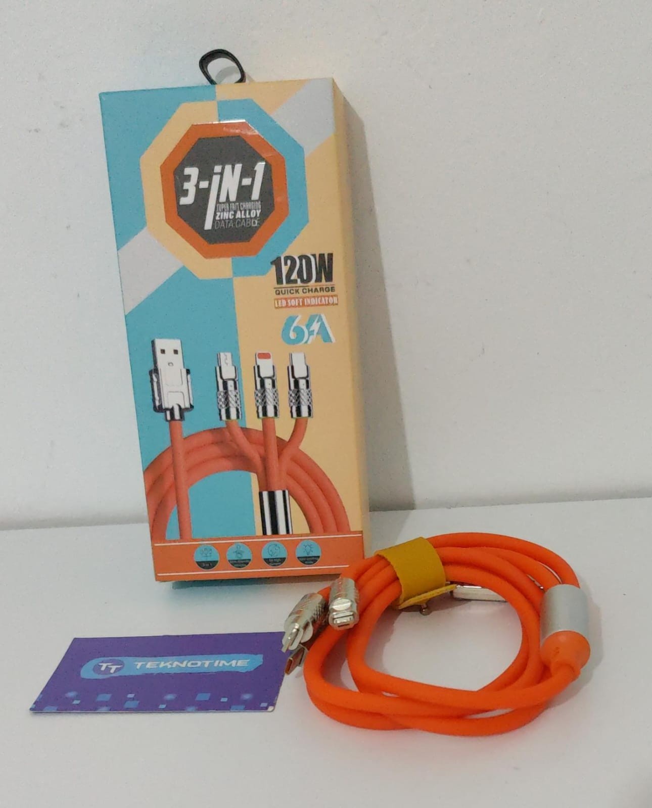 Metal Turbo 120W 3 uçlu şarj kablosu