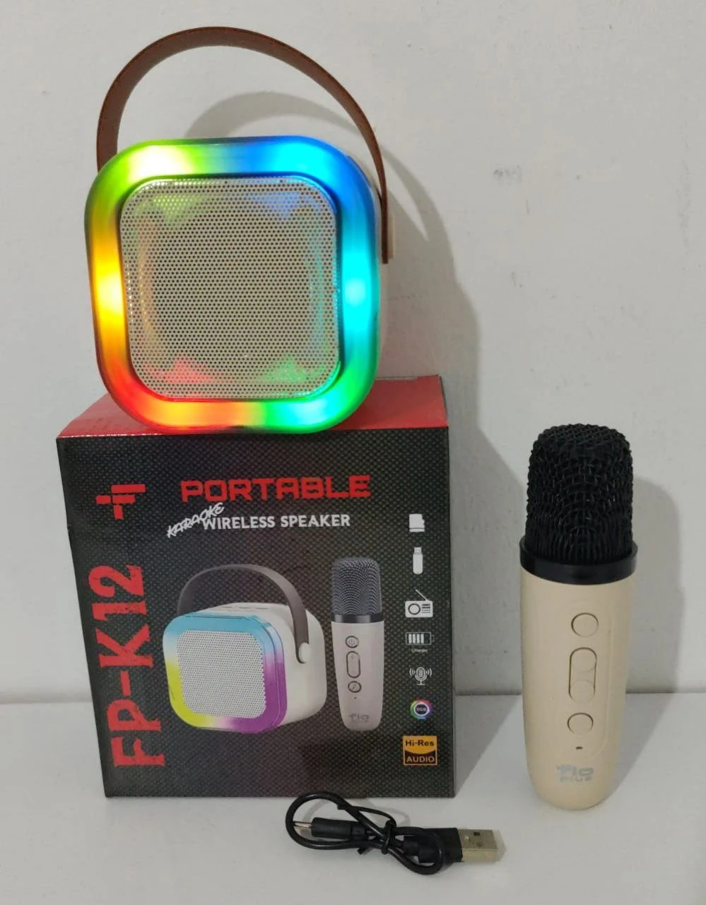 K12 Kablosuz Bluetooth Hoparlör Karaoke Mikrofon 5 Ses Efektli Rgb Hd Stereo ?es Usb/Sd/FM