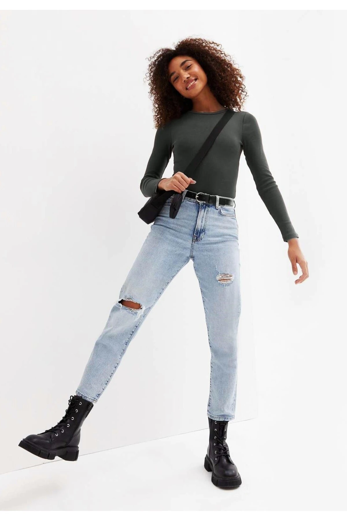 Kadın Beyaz Uzun Kol T-shirt&bluz ,fitilli Kaşkorse Kumaş