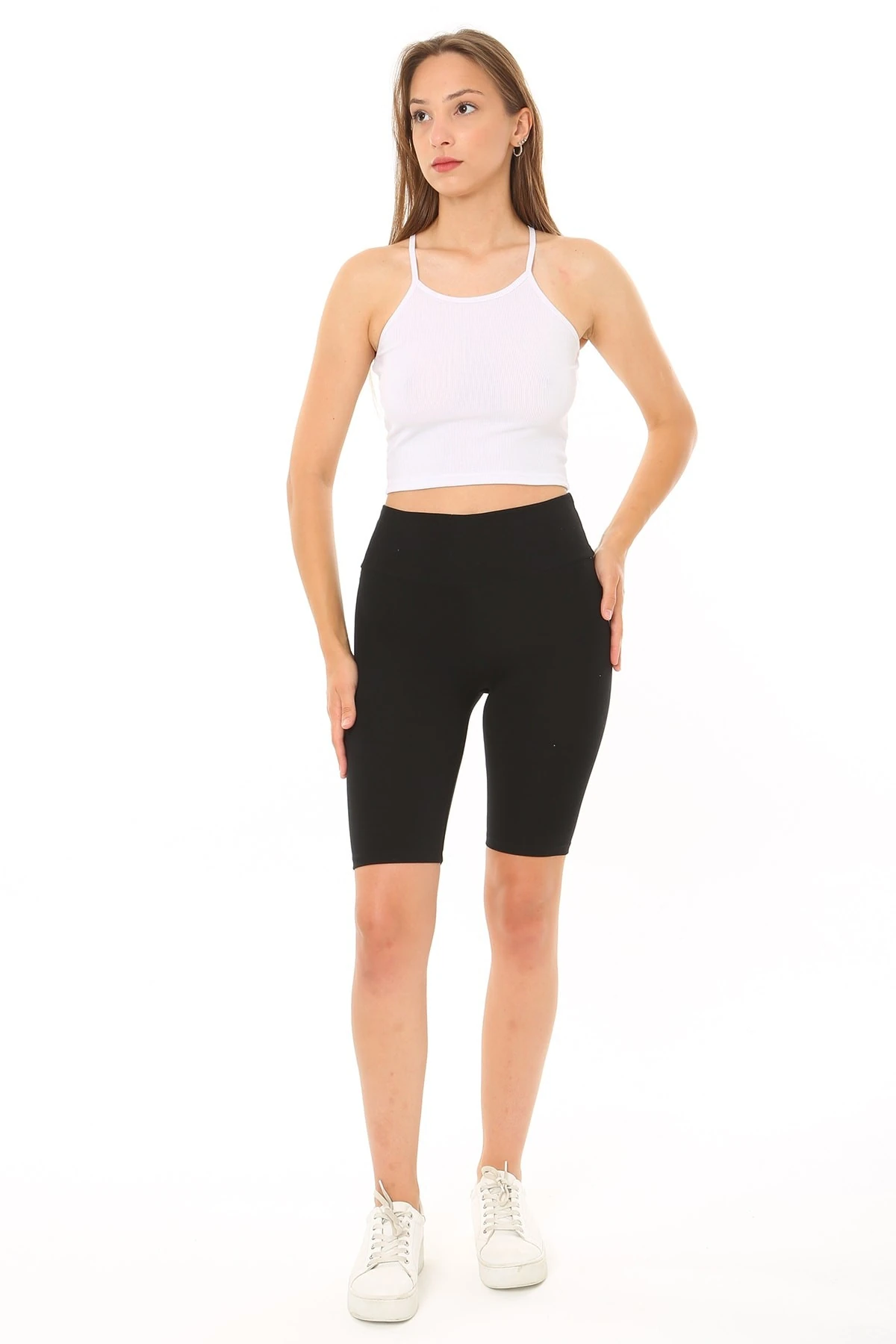 Kadın Ip Askılı Crop Top Kaşkorse Fitilli Kumaş