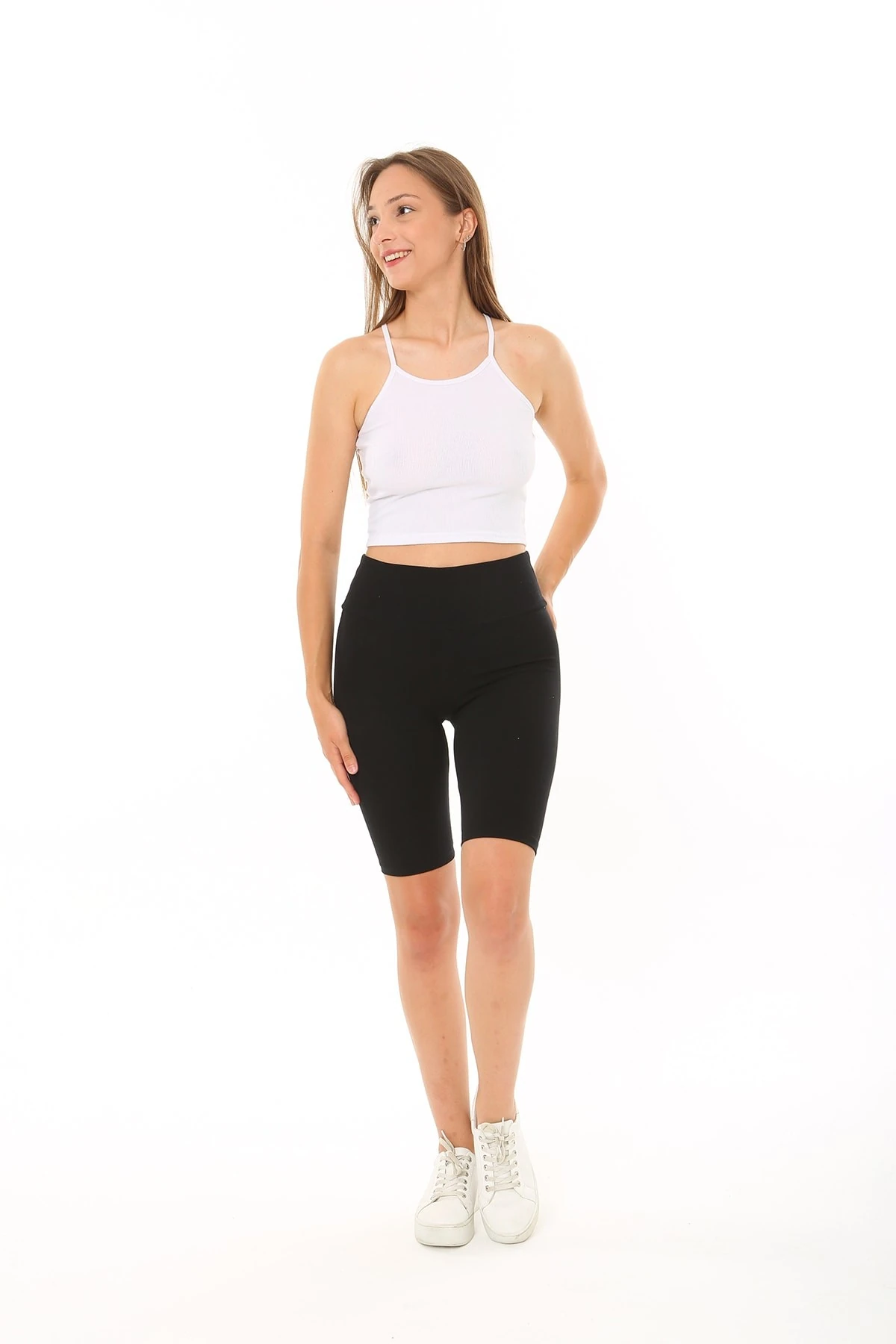 Kadın Ip Askılı Crop Top Kaşkorse Fitilli Kumaş