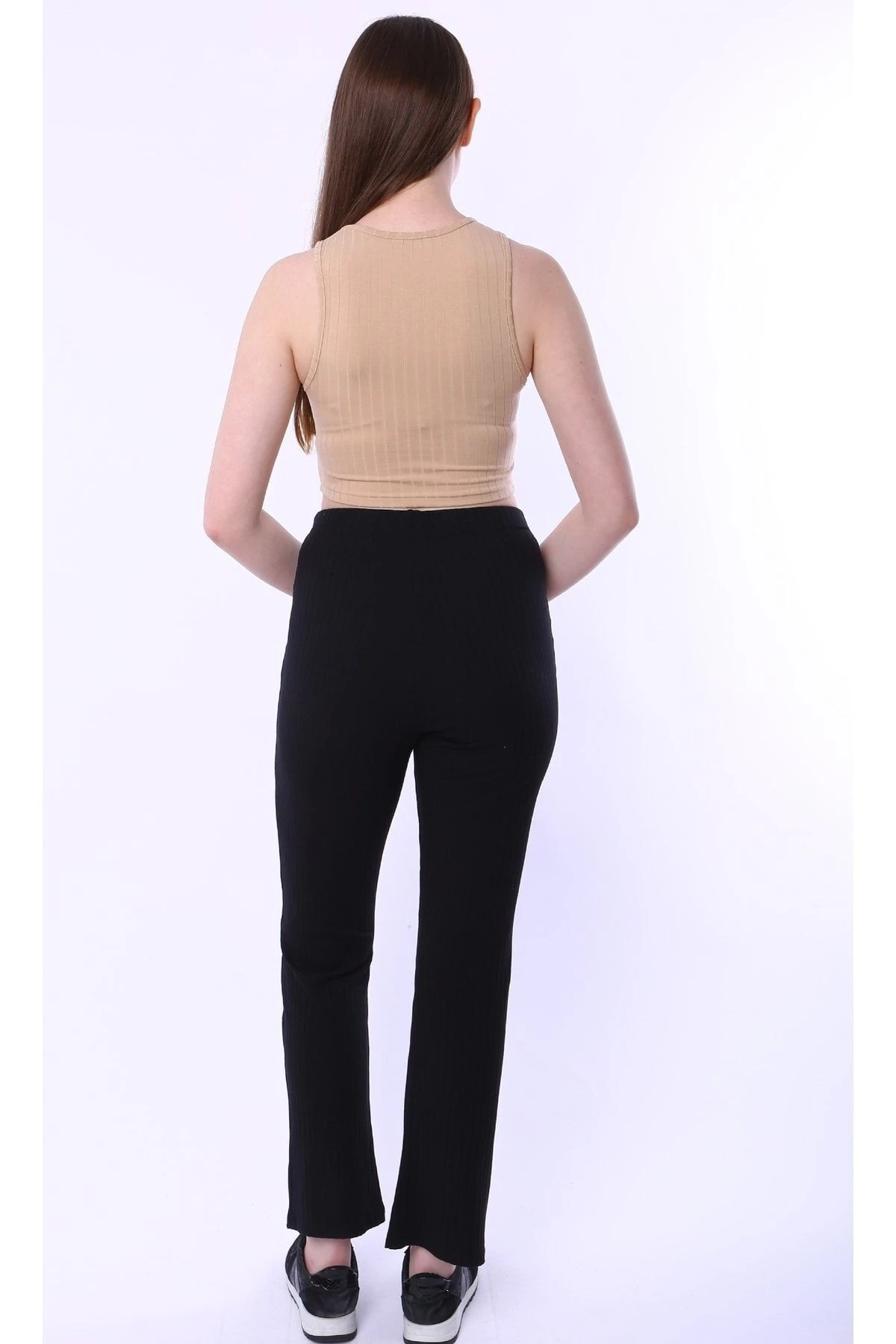 Geniş Çizgili Kolsuz Kaşkorse Bluz