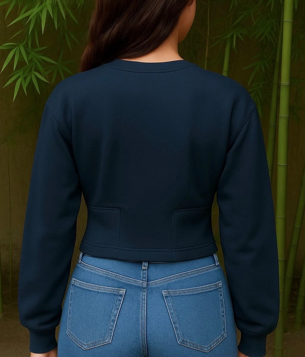 Çift taraflı fermuar detaylı hırka premium kumaş lacivert