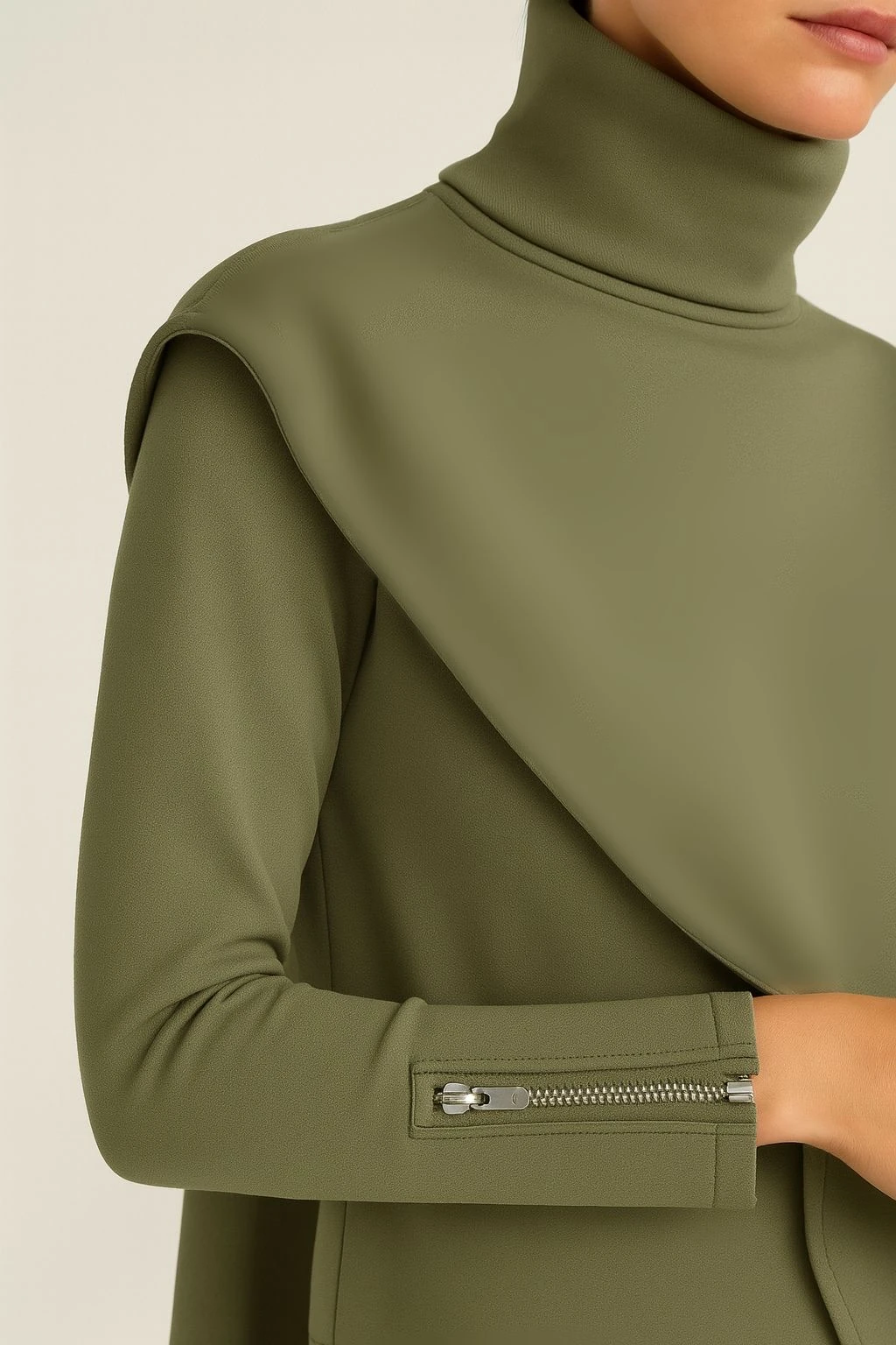 TAKIM Pelerin detaylı bluz pantolon takım premium kumaş