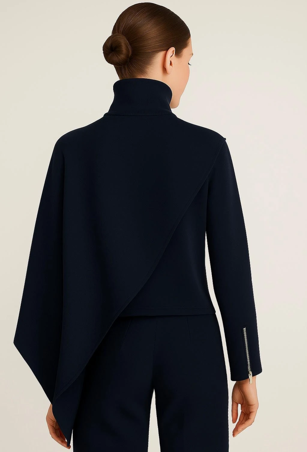 TAKIM Pelerin detaylı bluz pantolon takım premium kumaş