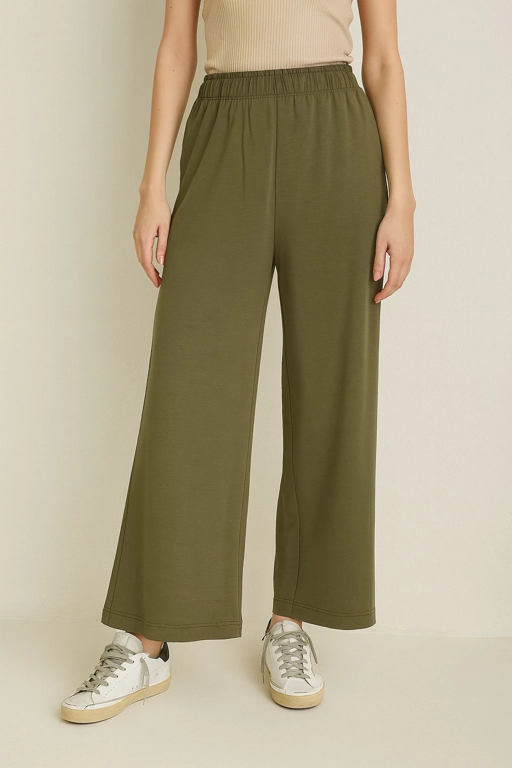 Premium Kumaş Yüksek Bel Pantolon Haki