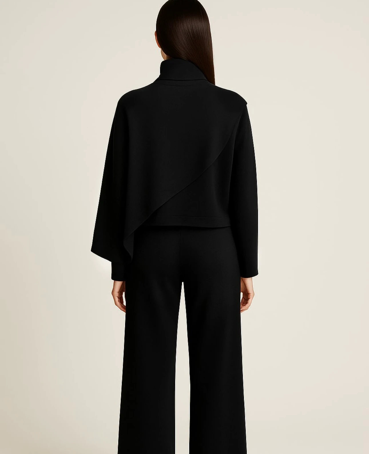 TAKIM Pelerin detaylı bluz pantolon takım premium kumaş