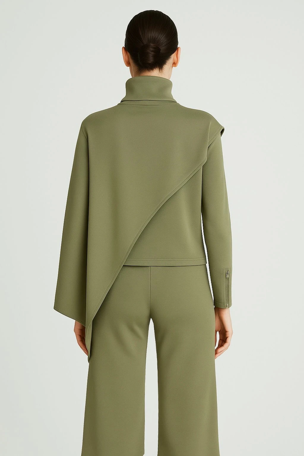 TAKIM Pelerin detaylı bluz pantolon takım premium kumaş