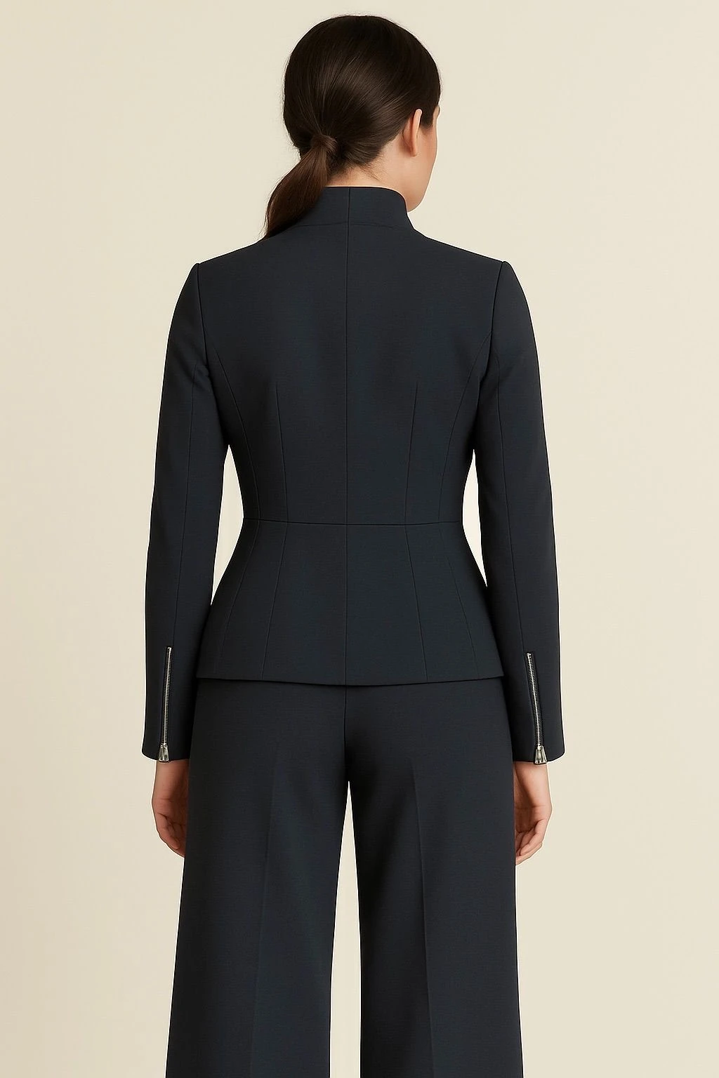 Belden oturtmalı bluz fermuar detaylı füme