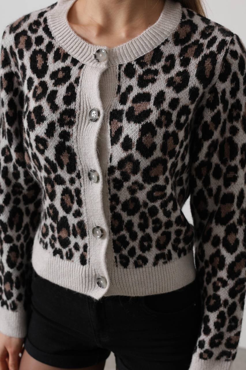 Leopar triko hırka